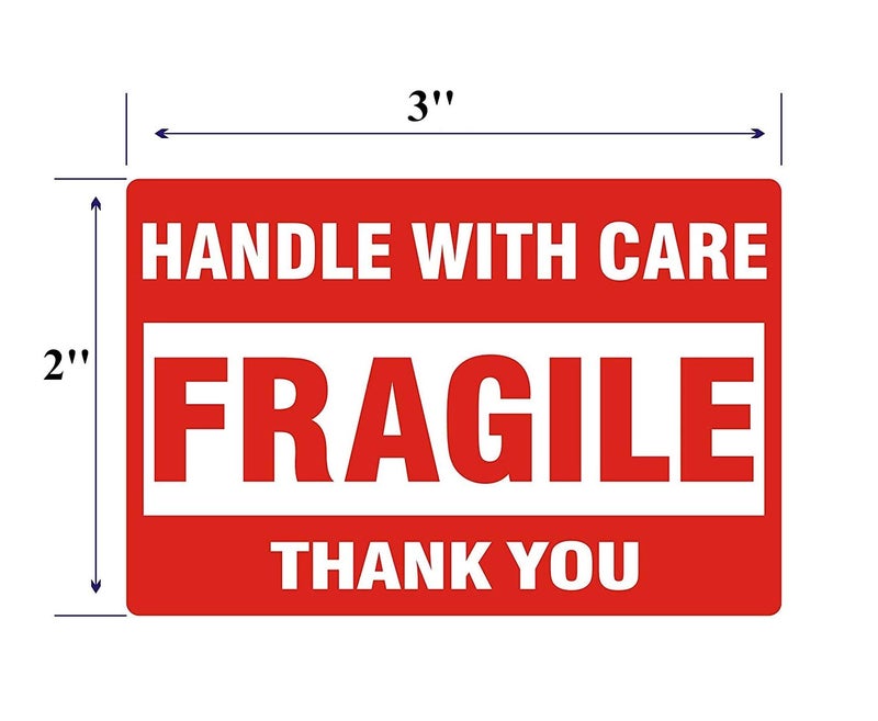 FungLam [1 Roll, 500 Labels] 2" x 3" Fragile Stickers Handle with Care Warning Packing/Shipping Labels - Permanent Adhesive - Image 3